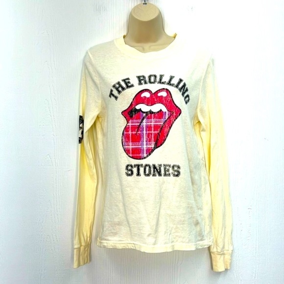 The Rolling Stones - The Rolling Stones Tongue Plaid Graphic Long Sleeve T Small - Picture 1 of 9